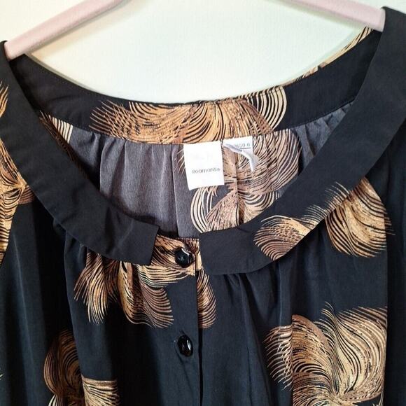 Romans Black Peter Pan Collar Babydoll Tunic Blouse Women Size 32W Retro Goth - Picture 3 of 7